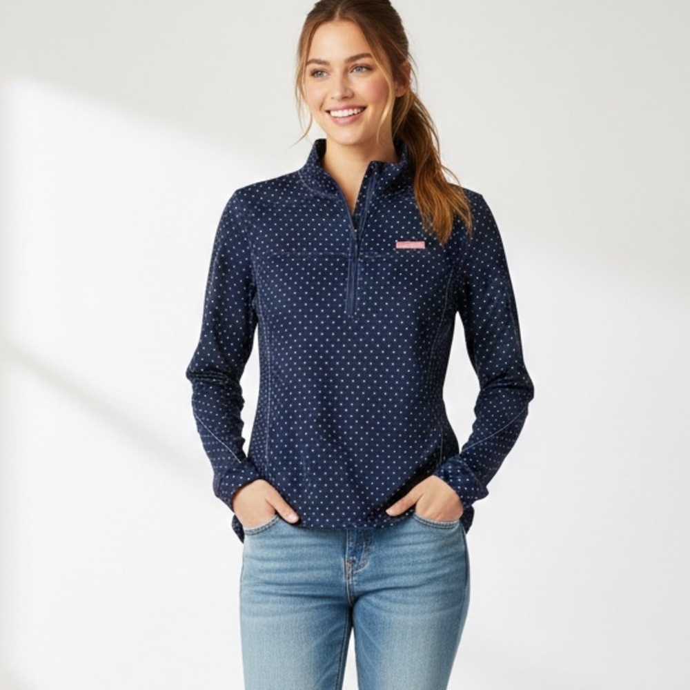 Vineyard Vines women's Sankaty Shep Shirt performance quarter-zip pullover, M